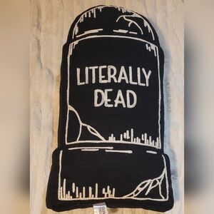 Celebrate Together Black and White 'Literally Dead' Tombstone Plush Pillow-Large